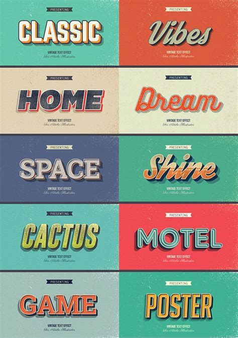 This pack carries 10 various vintage and retro text styles that can be used for ... - My ...