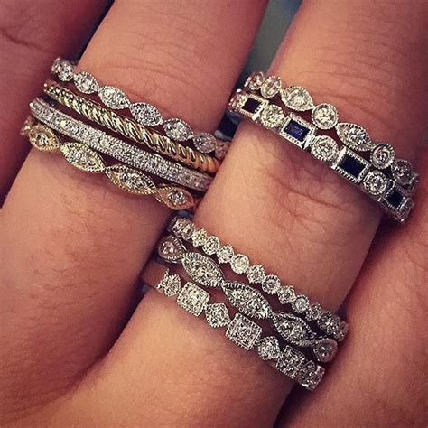 #diamondbandrings | Stackable diamond rings, Stacked wedding rings, Jewelry