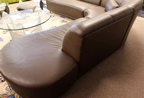 Contemporary Modern Brown Leather 3 Pc Curved Sectional Sofa at 1stDibs ...