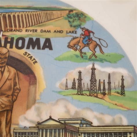 Oklahoma State Themed Porcelain 10.75 Collector's Plate Gift Shop Souvenir