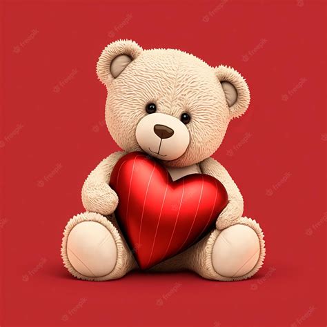 Premium Photo | Valentine teddy bear red background