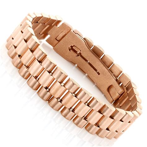 ItsHot.com: Solid 18K Rose Gold Men's Bracelet Rolex Style | Mens gold ...