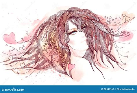 Woman in love stock illustration. Illustration of people - 68546162