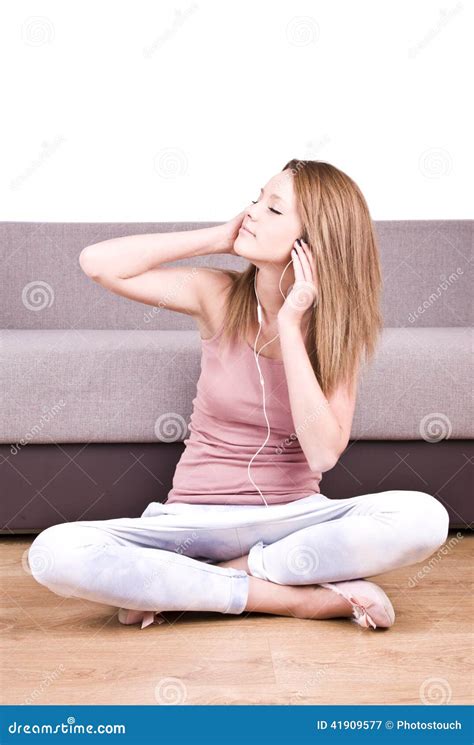 Young Girl Relaxing and Listening a Music Stock Image - Image of ...