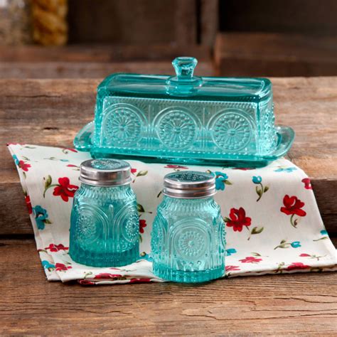 Adeline Butter Dish with Salt & Pepper Shaker Set | Everything Turquoise