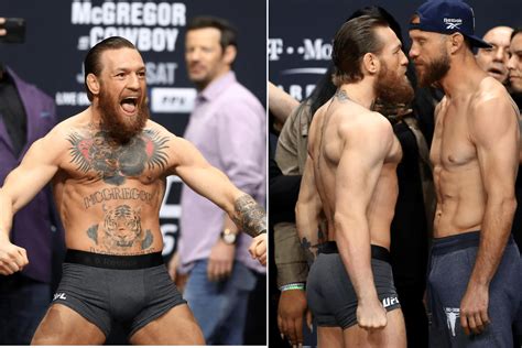 Conor McGregor weighs in and looks BEEFED UP ahead of fight against ...