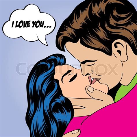 Pop Art KIssing Couple, vector format | Stock vector | Colourbox