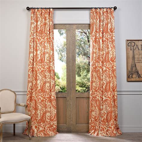 Exclusive Fabrics Edina Printed Cotton Curtain Panel (Rust 120L ...