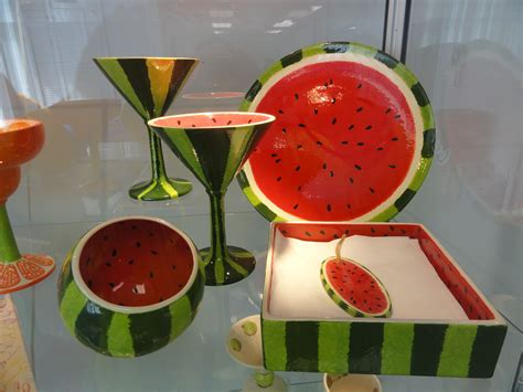 sponged and taped watermelon pottery- so easy and fun for kids to do ...