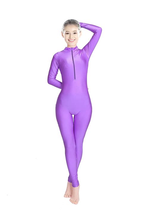 Adult Lycra Spandex Unitard Bodysuit Full Body Long Sleeve Women ...