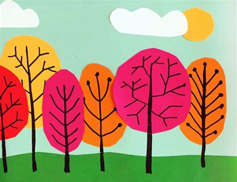 Overlapping Tree Collage · Art Projects for Kids