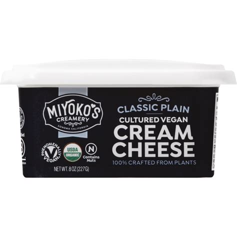 Miyokos Creamery Cream Cheese, Cultured Vegan, Classic Plain (8 oz ...