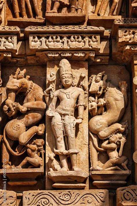 Sculptures on Khajuraho temples Stock Photo | Adobe Stock