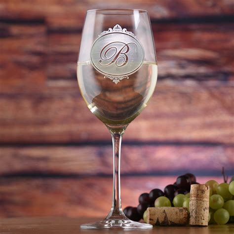 Engraved Monogram Stolzle Crystal White Wine Glass– Crystal Imagery