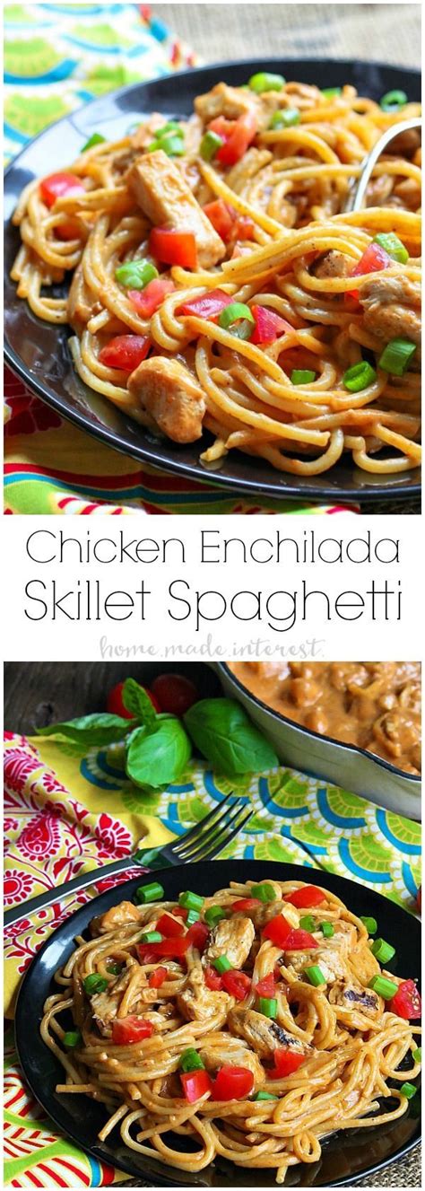 Chicken Enchilada Skillet Spaghetti | If you’re looking for an easy skillet meal this Chicken ...