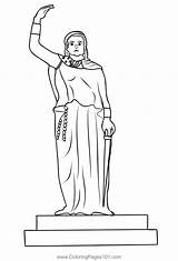 Statue Of Dyhia In Khenchela Algeria Coloring Page For Kids  Free sketch template