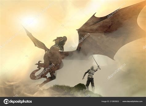 Knight Fighting Dragon Dragon Man Render Stock Photo by ©DenisSmile 213805832