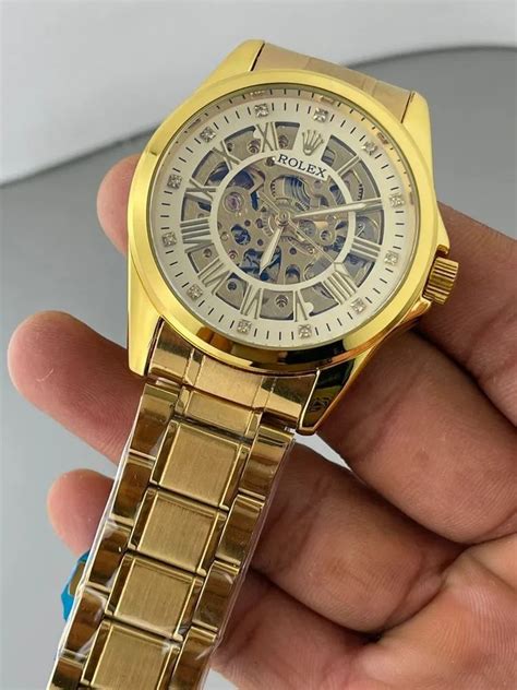 Analog Golden Rolex Skeleton Watch Automatic at Rs 650/piece in Kolkata | ID: 26357765012