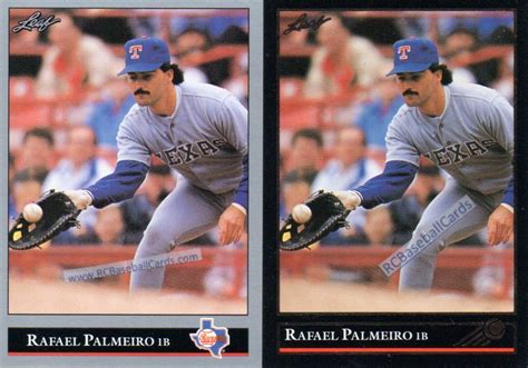 1992 Rafael Palmeiro, Rangers, 2 Leaf #296, 1 Gold Parallel | Texas rangers baseball, Baseball ...