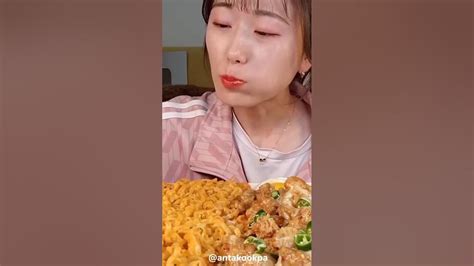 Asmr Mukbang Korean Spicy Cheese Ramen With Seasoned Spicy Chicken - YouTube