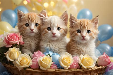 Cute Kittens Inside A Straw Basket Free Stock Photo - Public Domain Pictures