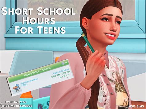 The Sims Resource - Short School Hours For Teenager