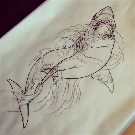 a drawing of a shark with its mouth open