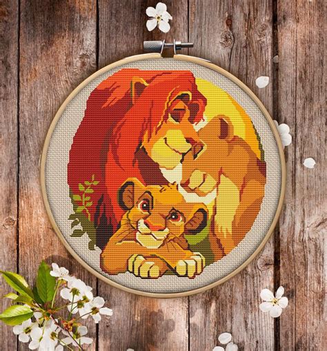 This is modern cross-stitch pattern of Lion the King for instant ...