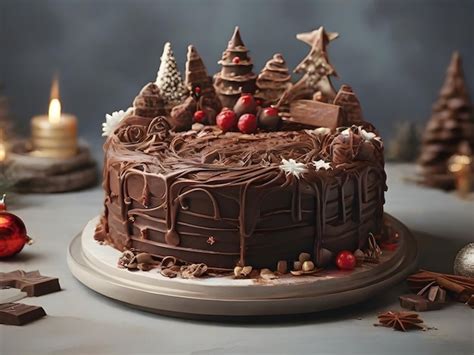 Premium AI Image | Christmas chocolate german cake