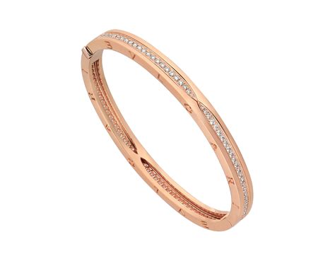 B.zero1 Bangle Bracelet In 18 Kt Rose Gold, Set With Pavé Diamonds On The Spiral. Bulgari ...