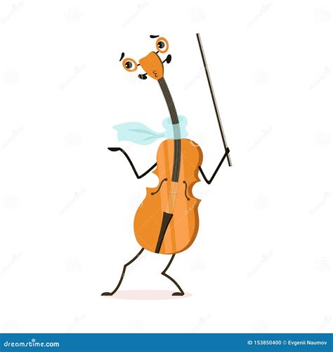 Funny Violin Musical Instrument Cartoon Character Vector Illustration Stock Vector ...