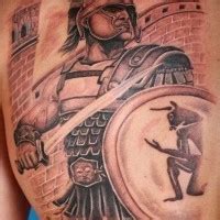 Samurai commits harakiri tattoo on half sleeve - Tattooimages.biz