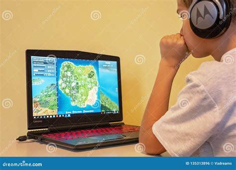 Vilnius, Lithuania - November 12, 2018: Boy Playing Fortnite. Fortnite is Online Video Game ...