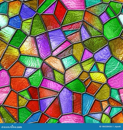 Stained Glass Seamless Texture with Pattern for Window, Colored Glass ...