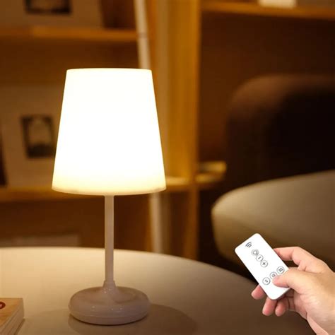 Remote Control LED Table Lamp Bedroom Bedside Night Light Home Fixture Decoration USB ...