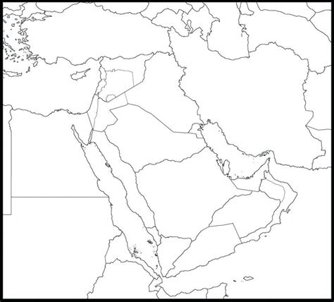 Outline Map Of Asia And Middle East Free Printable Coloring Page - Printable Blank Map Of Middle ...