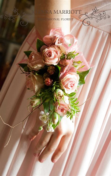 Dusky pink rose and berry Bridal Wrist Corsage | Bridesmaid corsage ...