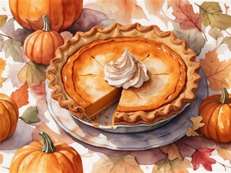 Premium AI Image | watercolor pumpkin pie