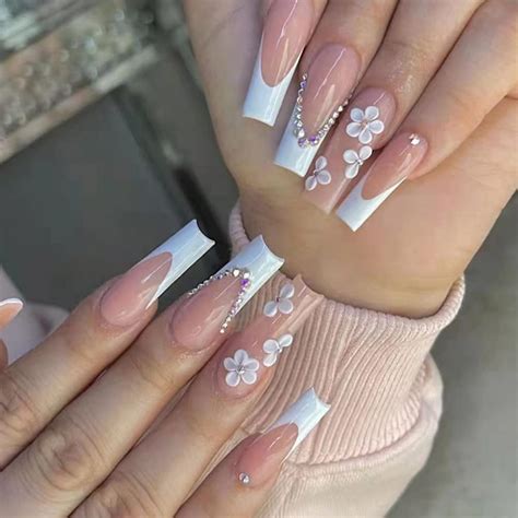 White Coffin Nails With Flowers | ubicaciondepersonas.cdmx.gob.mx