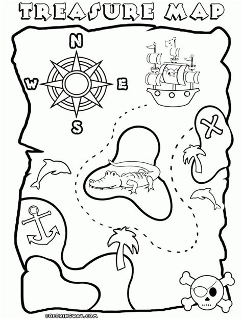 Treasure Map Coloring Pages For Kids - Ccoloringsheets.com | Pirate treasure maps, Pirate maps ...