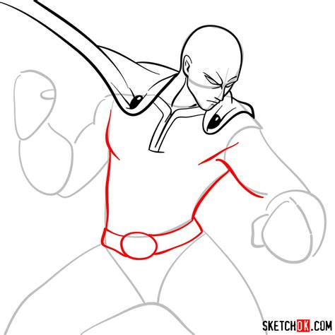 How to draw fighting Saitama in 12 steps - Sketchok easy drawing guides