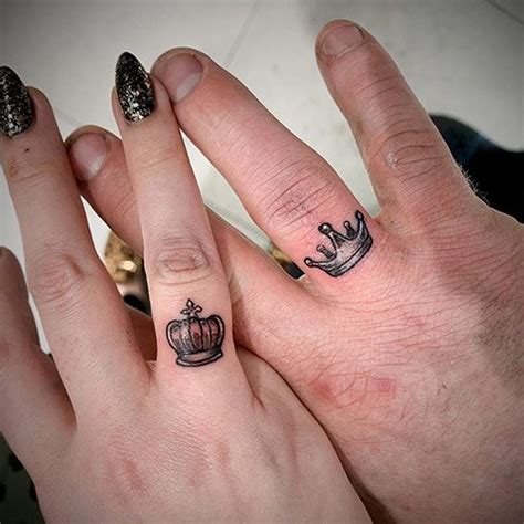 King And Queen Crown Finger Tattoos