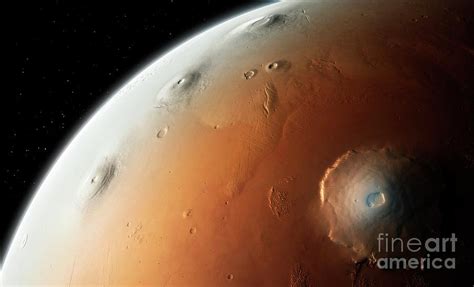 Illustration Of Mars Tharsis Montes Photograph by Mark Garlick/science ...