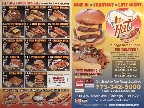 The Hat Chicago Menu (Scanned Menu With Prices)