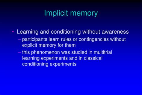 PPT - Implicit memory PowerPoint Presentation, free download - ID:2972720