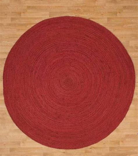 Red Dye Natural Jute Hand Made Round Living Room, Dining Room, Kitchen Farm House Area Rug ...