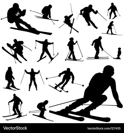 Ski silhouettes Royalty Free Vector Image - VectorStock