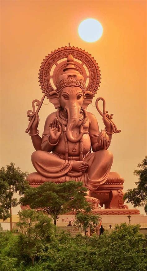 Lord Ganesha Statue, Sunset, Mobile Wallpaper,Indian God | Ganpati bappa wallpapers, Lord ...