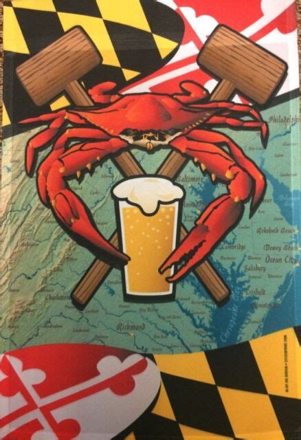 Maryland Crab Feast Maryland State Flag - Garden Nautical Beach banner Red Blue | eBay