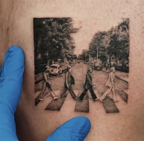 Album Cover Tattoo: Abbey Road by the Beatles in 2021 | Cover tattoo, Fine line tattoos, Line ...